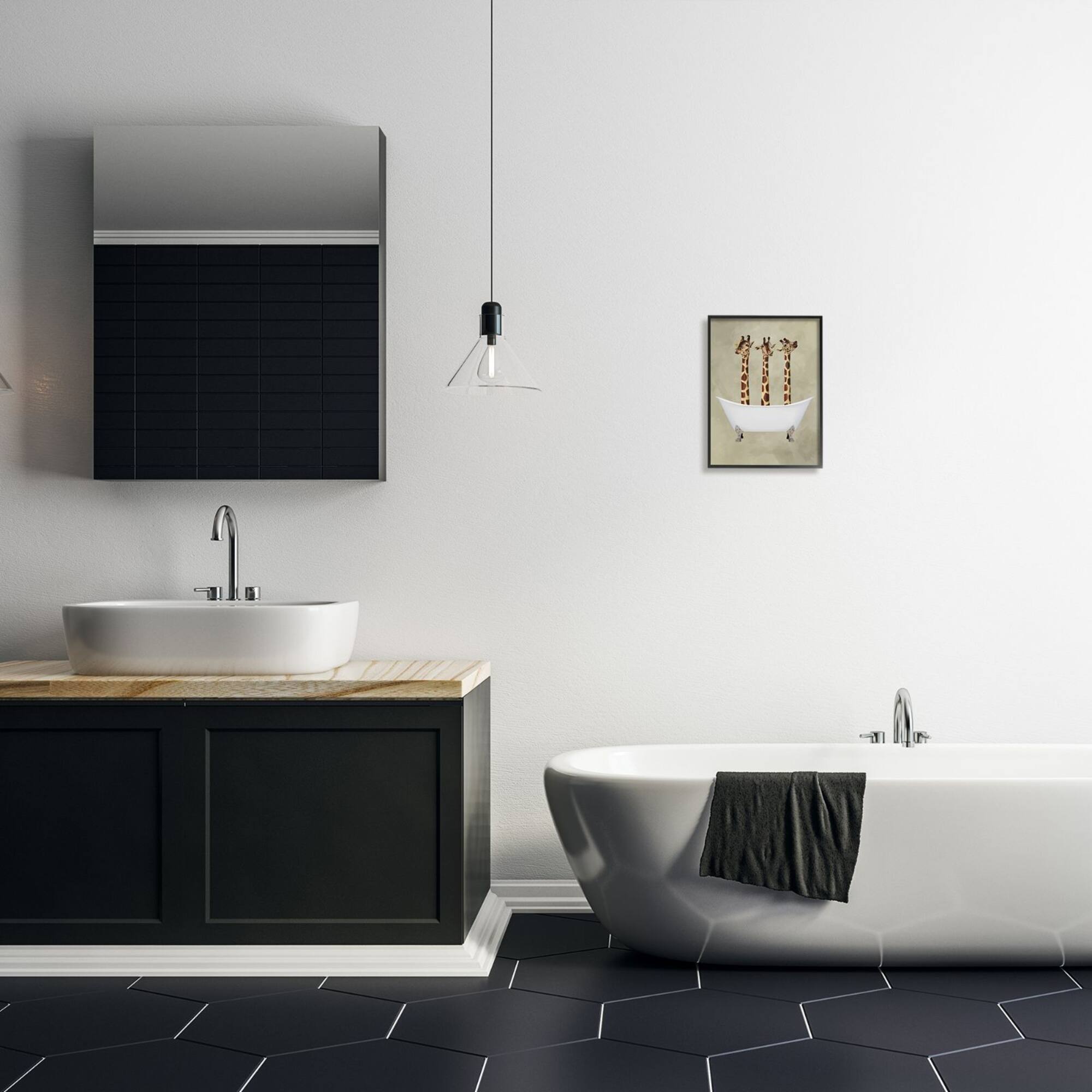 Stupell Industries Three Giraffes In A Bathtub Framed Wall Art